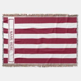 Manta Personalizado Burgundy Stripe Blanket con su nombr