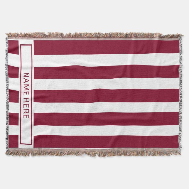 Manta Personalizado Burgundy Stripe Blanket con su nombr (Anverso)