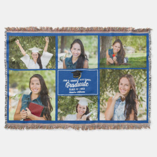 Manta Personalizado Collage de fotos de graduación azul