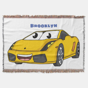 Manta Personalizado de coche deportivo amarillo alegre