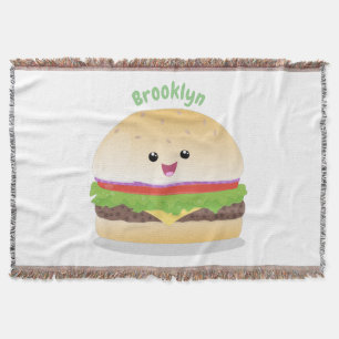Manta Personalizado de hamburguesa kawaii feliz