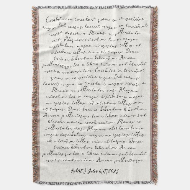 Manta Personalizado de poemas de canciones bodas persona (Frente vertical)