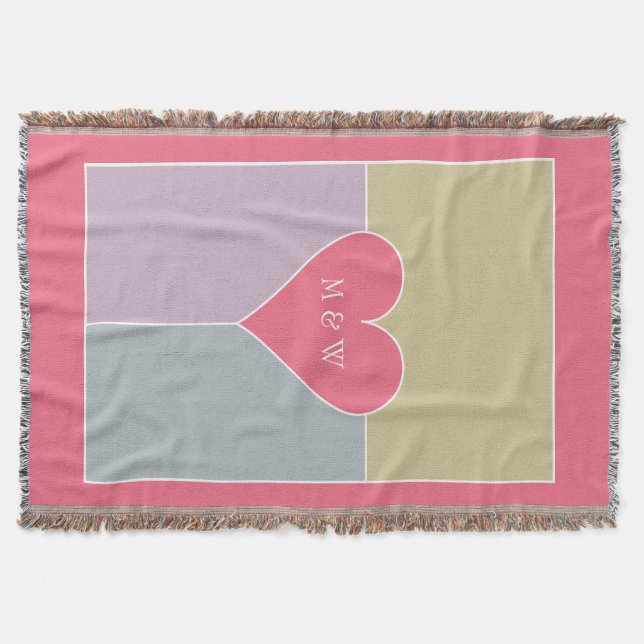 Manta Personalizado del patrón cardíaco monograma lanzar (Anverso)