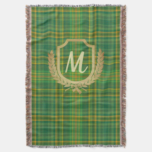 Manta Personalizado del tartán verde rico (plaid) (Frente vertical)