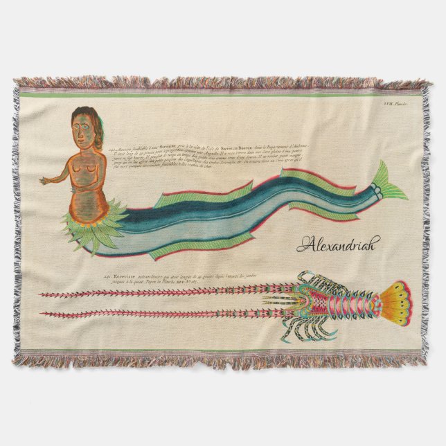 Manta Personalizado Mermaid Lobster Navy decoración cost (Anverso)