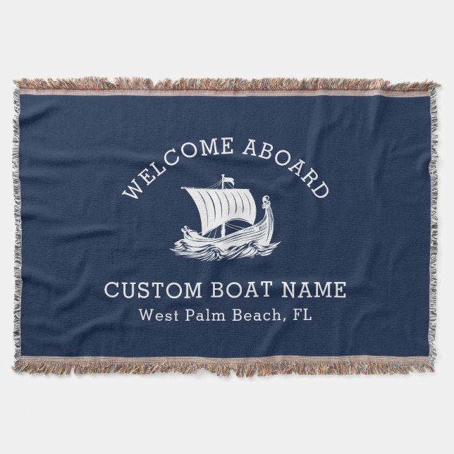 Manta Personalizado Náutico Moderno Nombre de barco y lo (Anverso)