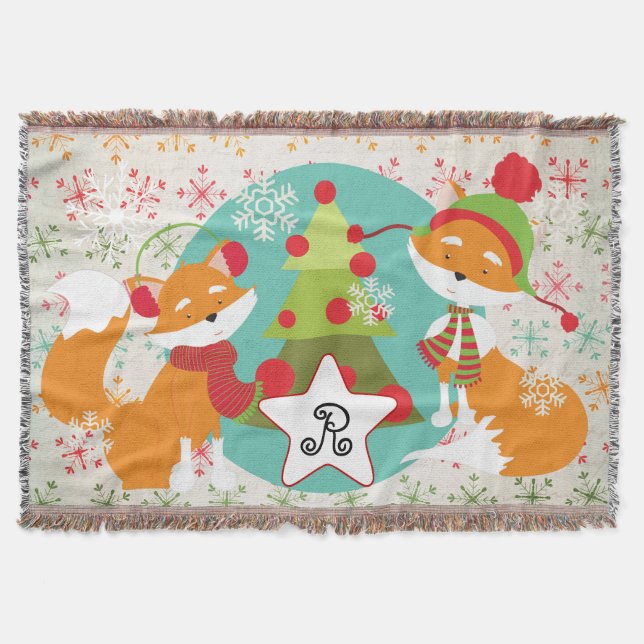 Manta Personalizado Red Fox Navidades Holiday Throw (Anverso)