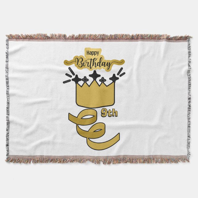 Manta  Personalized 9th Birthday King Crown Design (Anverso)