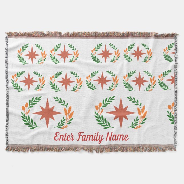 Manta Personalized Family Name Rustic Boho Star Wreath (Anverso)