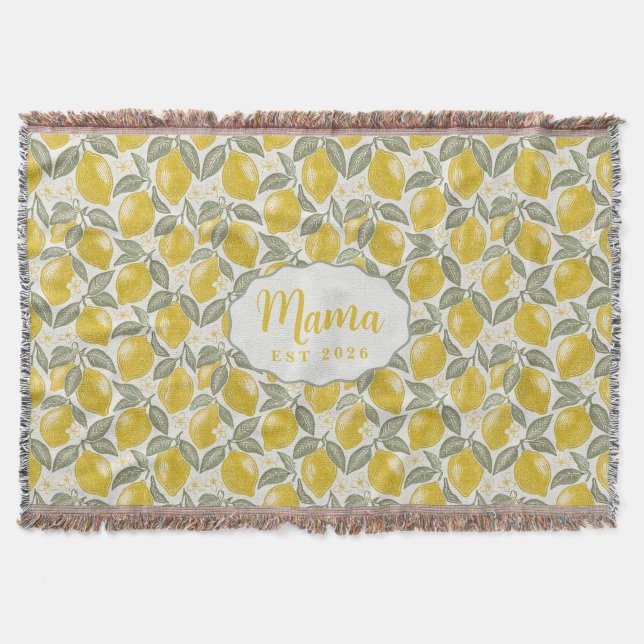 Manta Personalized Mama Lemon Woven Throw Blanket (Anverso)