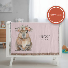 Manta Personalized Nursery Blanket • Capybara Baby Decor