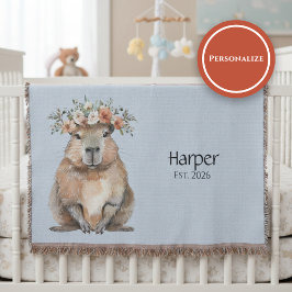 Manta Personalized Nursery Blanket • Capybara Baby Decor