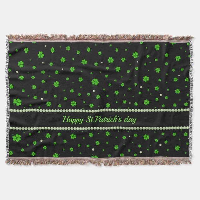 Manta Personalized Pattern of green shamrocks with pearl (Anverso)
