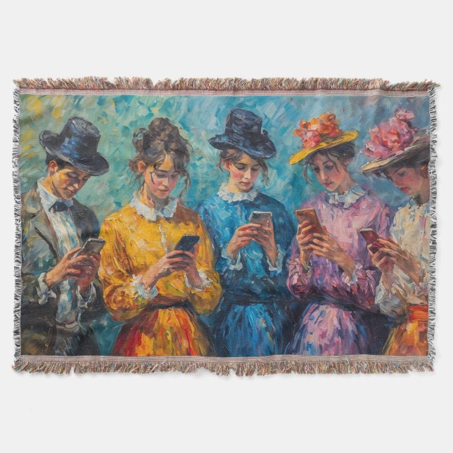 Manta Personas del siglo XIX usando smartphones (Anverso)