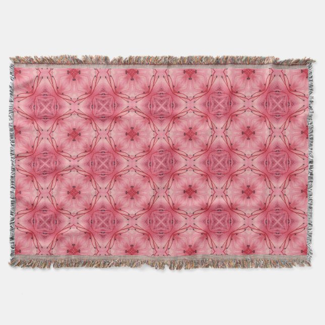 Manta Pétalos de flor abstractos en rosa de coral suave (Anverso)