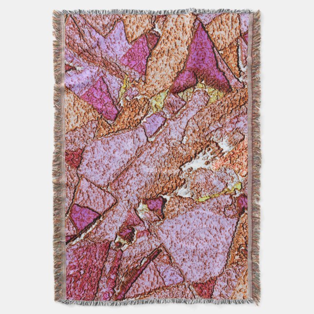 Manta Piedras volcánicas pintadas de púrpura rosa dibuja (Frente vertical)