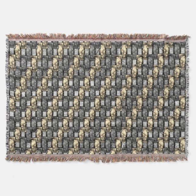 Manta Piezas rectangulares doradas talladas y manchadas (Anverso)