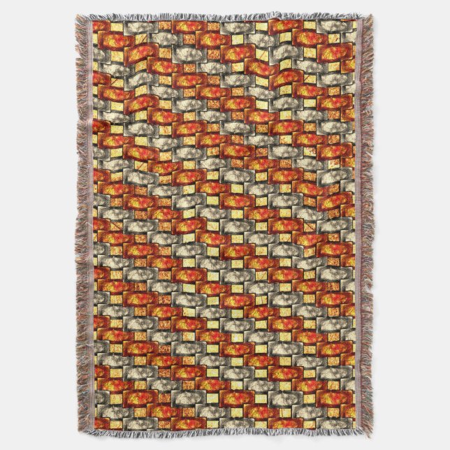 Manta Piezas rectangulares talladas beige y rojizas alin (Frente vertical)