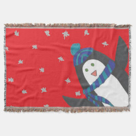 Manta Pingüino navidad en rojo