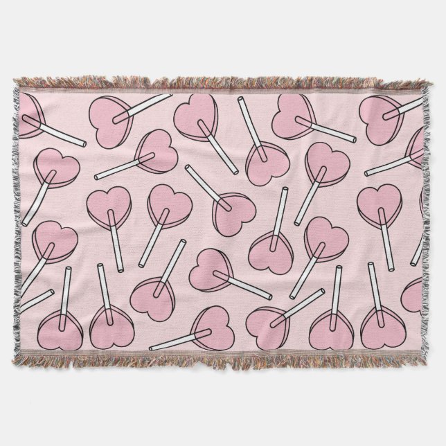 Manta Pink Lollipops, Heart Lollipops, Lollipop Pattern (Anverso)