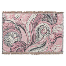 Pink Paisley El Home Studio Throw Blanket