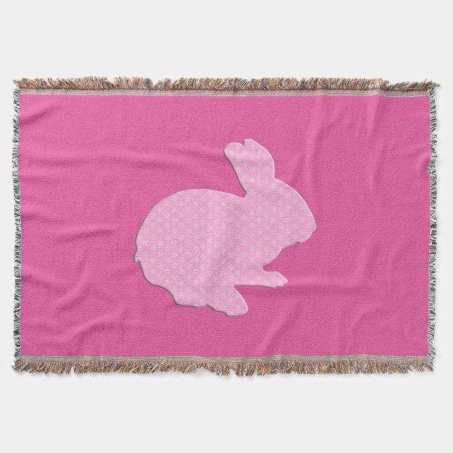 Manta Pink Polka Dot Silhouette Bunny Throw Blanket (Anverso)