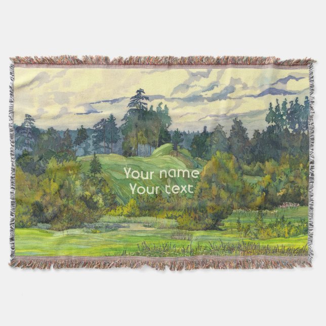 Manta Pinos pintando acuarela en seda (Anverso)