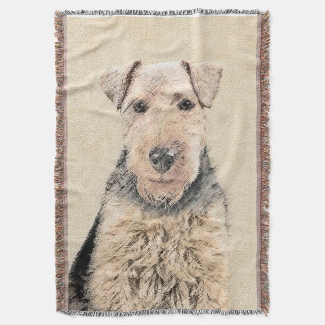 Manta Pintado de Welsh Terrier - Arte de Perro Original. (Frente vertical)