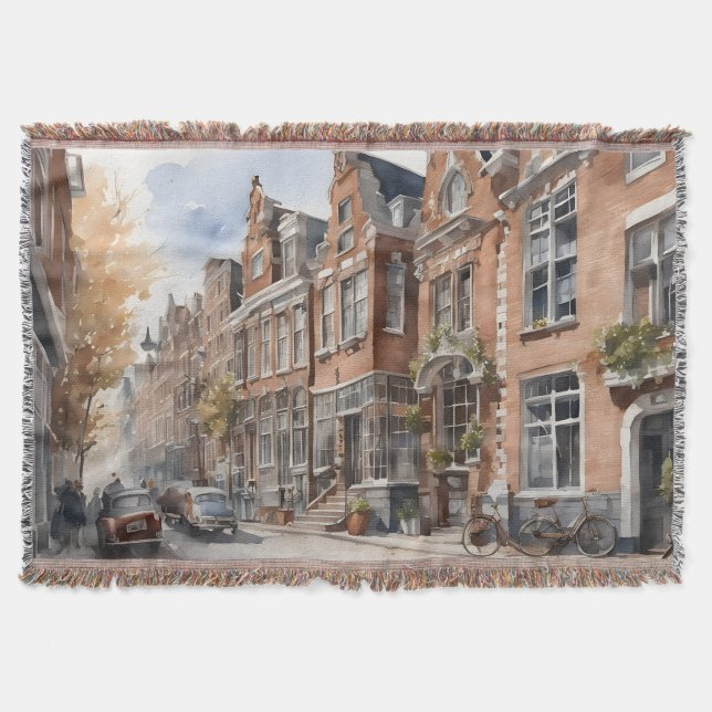 Manta pintura acuarela de Amsterdam (Anverso)