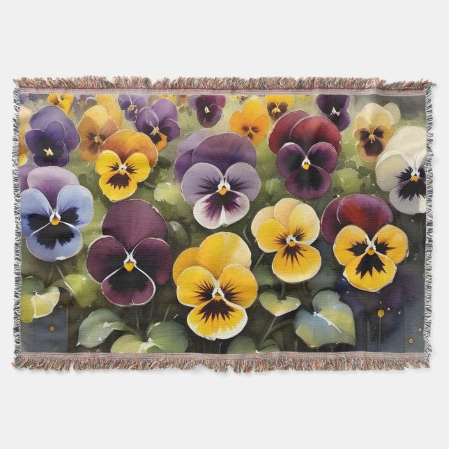 Manta Pintura acuarela de tonos amarillos y morados (Anverso)