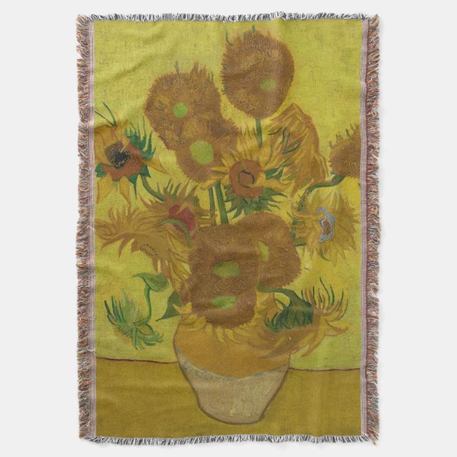 Manta Pintura de 15 girasoles de Vincent Van Gogh (Frente vertical)
