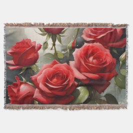 Manta pintura de acuarela de rosas rojas bonitos