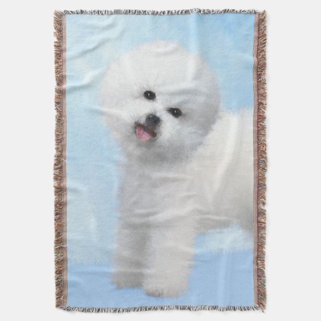 Manta Pintura de Bichon Frise - Arte de Perro Original. (Frente vertical)