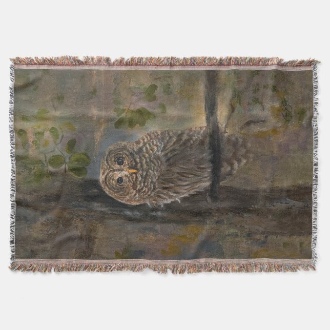 Manta Pintura de búho barrado 14 x 28 (Anverso)