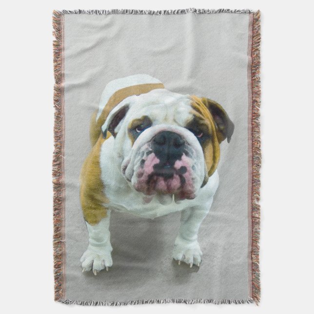 Manta Pintura de bulldog - Arte de perros original y lin (Frente vertical)