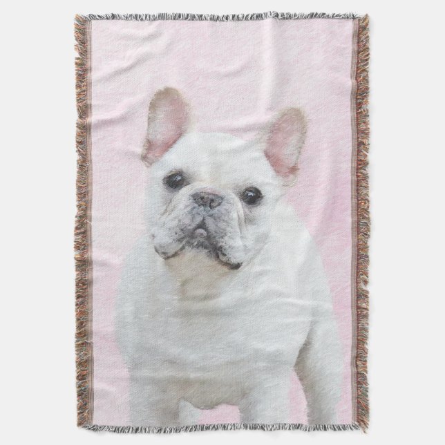 Manta Pintura de Bulldog francés (crema/blanco) - Arte d (Frente vertical)