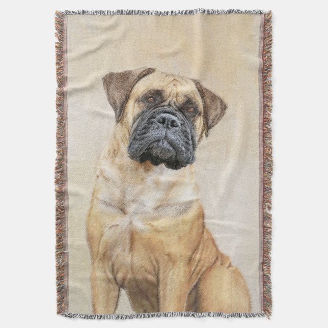 Manta Pintura de Bullmastiff - Arte de Perro Original. (Frente vertical)