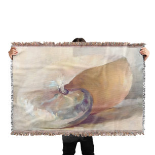 Manta Pintura de conchas marinas de época, tonos neutros