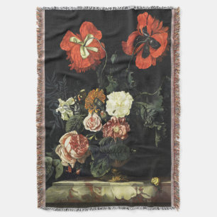 Manta Pintura de época con vida con flores