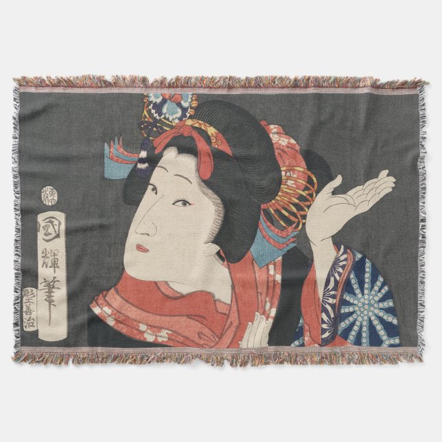 Manta Pintura de época de una colorida mujer japonesa (Anverso)