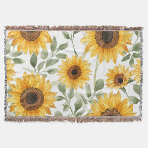Manta Pintura de flores de girasoles amarillos al acuare
