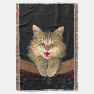 Manta Pintura de gato loco - Arte de gato original lindo