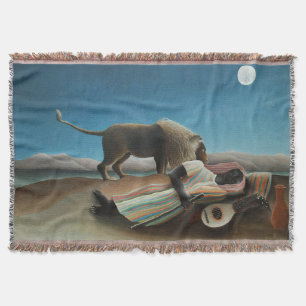Manta Pintura de león gitano durmiente de Henri Rousseau