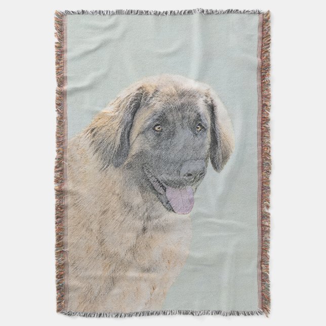 Manta Pintura de Leonberger - Arte de Perro Original. (Frente vertical)