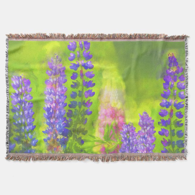 Manta Pintura de Lupine - Arte original de las flores (Anverso)
