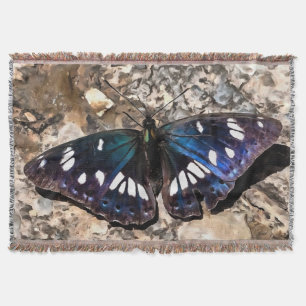 Manta Pintura de mariposa azul del almirante blanco del 