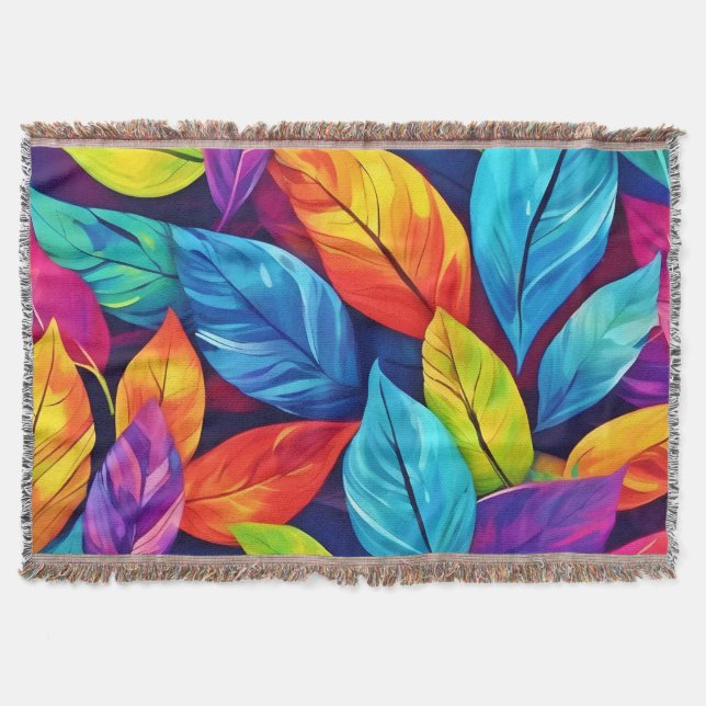 Manta Pintura de patrón de follaje colorido (Anverso)