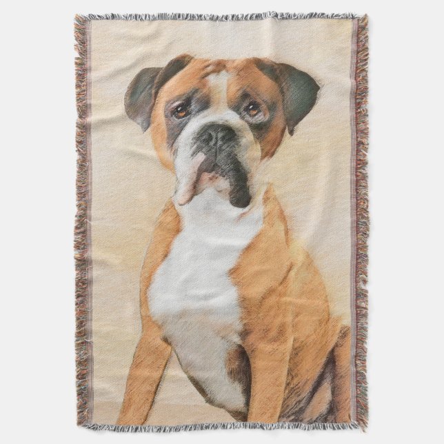 Manta Pintura De Perro Boxer Sin Recortar Arte Animal Or (Frente vertical)