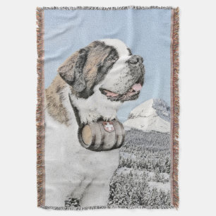 Manta Pintura de St Bernard - arte original lindo del