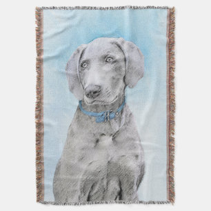 Manta Pintura de Weimaraner - Arte Original de Perro Ado